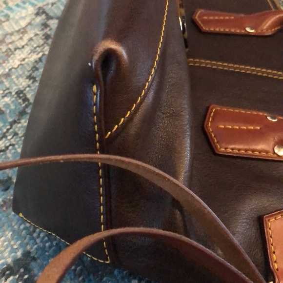 DOONEY & BOURKE rare tortoiseshell logo handbag brown leather - Picture 10 of 12